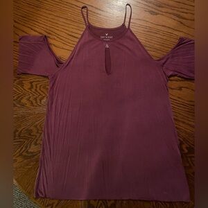 American Eagle Outfitters Purple Cold Shoulder Top